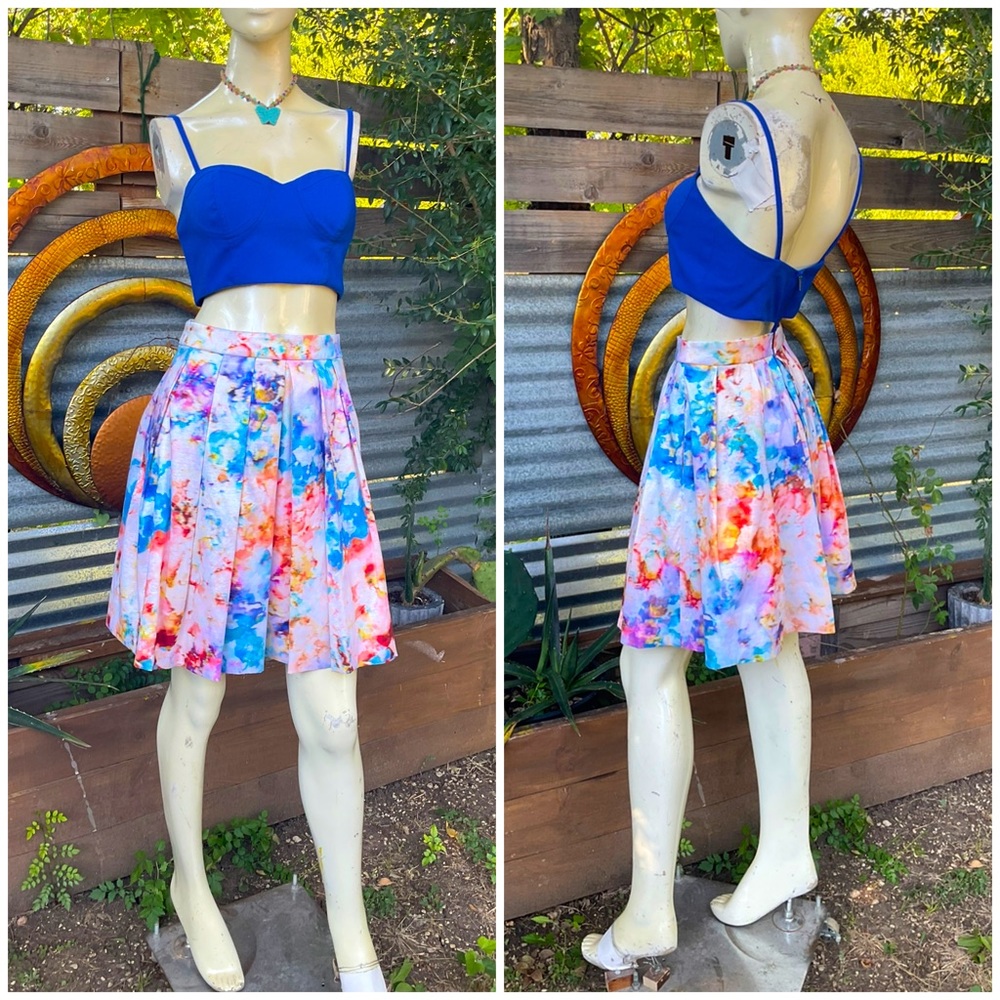 Aqua 2 Piece Illusion Bustier Pleated Dress Size 10